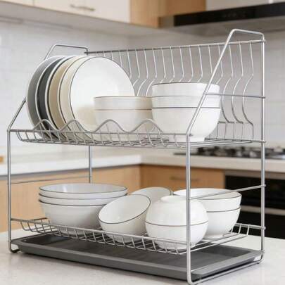 1 Ripiano, 2 Ripiani Rastrelliera Portaoggetti in Acciaio Inossidabile 304 ad Alta Capacità, Organizer da Cucina