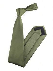 1pc 3.15 Inch Men's Solid Blue Classic Casual Necktie - Army Green - View 4