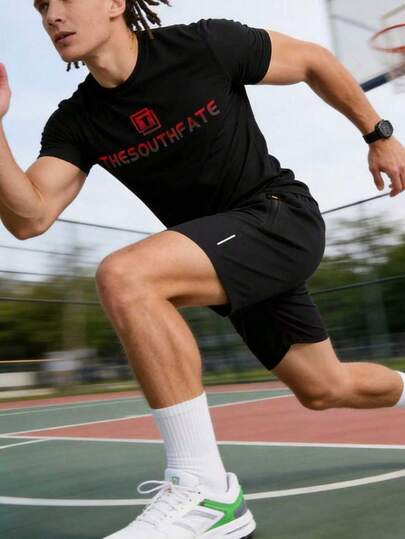 Men's Summer Casual Fashionable Cargo Shorts With Multiple Pockets, Outdoor Wear Short Sleeve Set Black