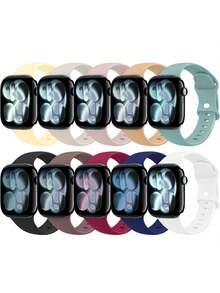 10条装柔软硅胶运动表带，兼容 38mm、40mm、41mm、42mm、44mm、45mm、46mm、49mm，适用于 Series 10、SE、9、8、7、6、5、4、3、Ultra，时尚健身必备礼品套装 - 多色5 - 查看 11