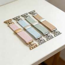 1pc Upgrade Braided Band With Mag Clasp Compatible With Apple Watch Dial Of 38mm 40mm 41mm 42mm 44mm 45mm 46mm 49mm Women Men, Adjustable Soft Nylon Solo Loop Compatible With IWatch Series 11 10 9 8 7 6 5 4 3 Ultra 3 2 1 SE, Four Leaves Clover Strap - 42(Series 3 2 1)/44/45/46/49MM - View 4