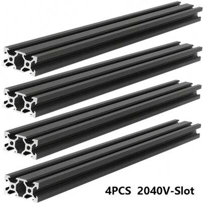 4 pzas/lote negro 2040V-slot perfil de aleación de aluminio Industrial estándar europeo 10-1000mm de longitud carril lineal para impresora 3D 9LZ5