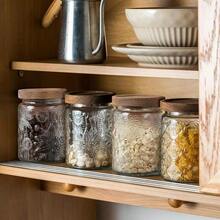 23.7 Fl Oz Vintage Glass Jar With Wooden Lid, Airtight Decorative Food Storage Canisters For Kitchen Counter, Ideal For Candy, Sugar, Coffee, Salt, Tea - Nhiều màu - Xem 7
