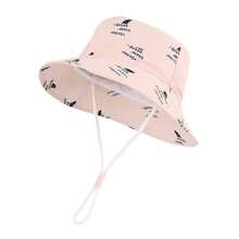 婴儿遮阳帽，幼儿鲨鱼图案渔夫帽，夏季防紫外线儿童沙滩帽 - 鯊魚海浪短沿盆帽 - 查看 34