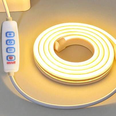 1 dải đèn LED neon COB 3 màu có thể điều chỉnh (1m/3m/10m), đèn LED trang trí trong nhà linh hoạt, đèn phòng LED, 3 màu neon, dễ lắp đặt, điều chỉnh độ sáng thông minh, cấp nguồn USB, điều khiển bằng nút bấm, thích hợp cho gia đình, phát trực tiếp, gương trang điểm, trang trí ngày lễ, DIY, máy tính, TV, phòng ngủ, dải đèn uốn cong, trang trí nhà cửa