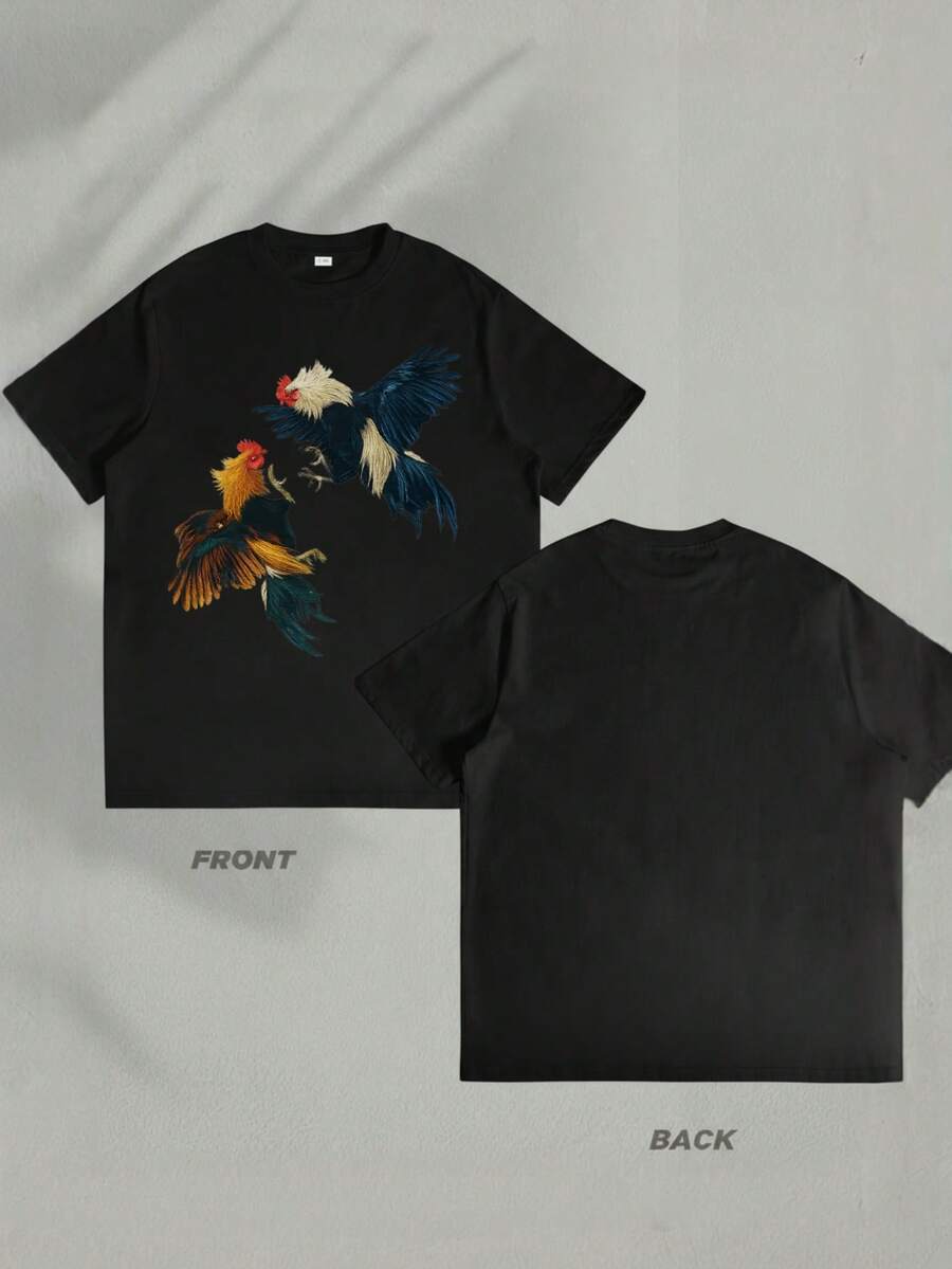 Camiseta de hombre manga corta para pareja diseño de gallos estampado colorido regalo ideal para cumpleaños masculino 100% algodón puro camiseta de verano transpirable suelta cómoda y suave para uso al aire libre estilo casual conjunto para pareja