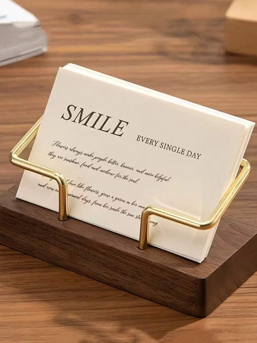 1 hộp đựng danh thiếp bằng gỗ sáng tạo, giá trưng bày danh thiếp văn phòng, hộp đựng danh thiếp - A - Xem 1