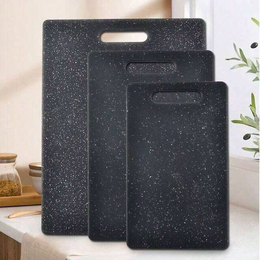 1/3pcs Marble Cutting Board Set, Household Fruit Chopping Board, Children's Food Board, Raw & Cooked Food Separation Board, Kitchen Food Prep Board - Black - View 1