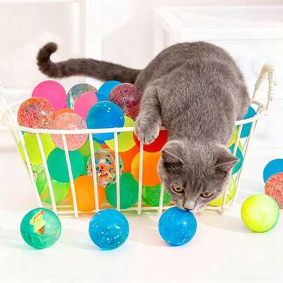 Pelota saltarina, pelota de goma saltarina, juguete interactivo para gatos, color aleatorio, pelota flotante y saltarina como juguete para gatos