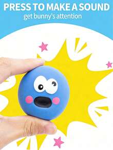 [1/3pcs] Dog Squeaky Toys, Cute Big Eye Design, Durable Rubber Pet Chew Toys With Squeaker, Interactive Training Supplies For Small Dogs - Multicolor - View 5