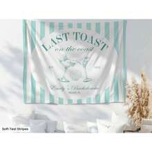1PC Custom Beach Bachelorette Party Banner Decor Last Toast On The Coast Tapestry Sign Seashell Cocktail Martini Bach Weekend Photo Backdrop, 5 Sizes Available - 白色 - 查看 3