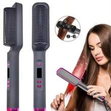 LUYAO 多功能直发梳，耐热电梳，防烫陶瓷直发梳，快速加热，家用沙龙级美发工具 - 灰色 - 查看 5