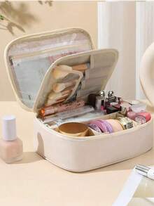 1 pièce Sac organisateur de maquillage multifonctionnel pour voyage, sac cosmétique multicouche grande capacité, pochette de rangement de maquillage portable, sac à main pratique - Trousse de maquillage - Voir 16