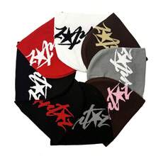 1顶字母针织帽，保暖冬季头饰，适合休闲、街头风、情侣装、学生装等场合。 - A - 查看 1