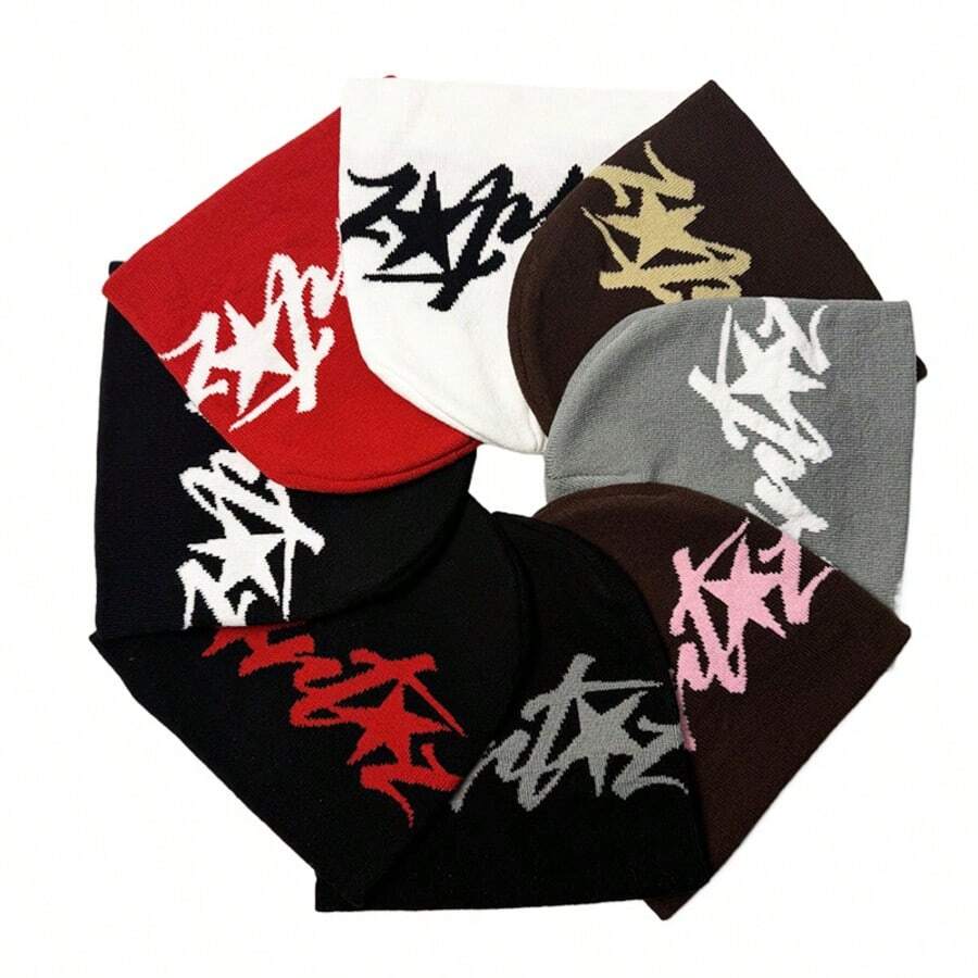 1顶字母针织帽，保暖冬季头饰，适合休闲、街头风、情侣装、学生装等场合。 - A - 查看 1