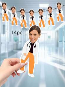 1pc Personalized Customized Photos Of Doctor Banners And Banners, Customized Name Blessing Medical Theme Banners And Decorations, Hospital Department Banners For Doctor'S Day, Graduation Celebration Decorations, Thank-You Doctor Gifts, Suitable For Hospitals, Clinics, Parties, And Photo Backgrounds - Multicolor - View 9