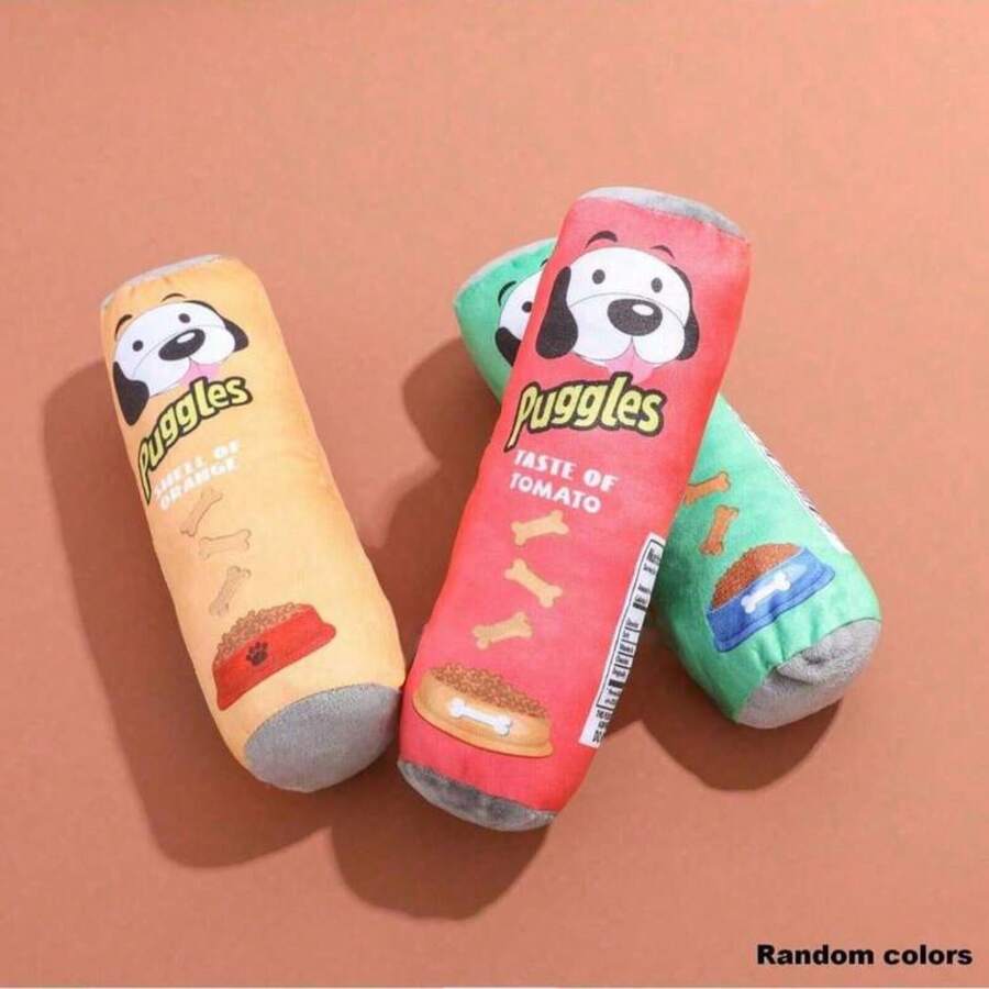 1个薯片桶造型/薯片包装造型毛绒咀嚼玩偶，互动发声毛绒玩偶，适合猫狗，狗狗咀嚼玩偶，宠物发声玩偶，薯片造型毛绒发声玩偶，中小型犬耐咬玩偶，娱乐和咀嚼舒缓，可水洗，缓解幼犬分离焦虑，训练奖励和陪伴，宠物派对必备，宠物用品，宠物玩具，宠物毛绒玩具（款式随机发货）