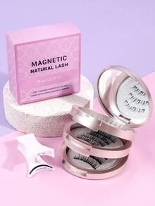 MAGEFY 13pcs/Set CC Natural False Eyelashes, 3pcs Magnetic Eyelashes With Magnetic Clips/10pcs Girl Group Style Fake Lashes, Mixed Styles, No Glue Needed, Reusable Natural Looking Lashes, Faux Mink Material, Breathable, Black U-Shaped Lashes, Korean Girl Group Style, Short Natural Lashes, Thin & Long 11mm Lashes, Transparent Base, Lively Energy Lashes, Gift For Women - màu đen - Xem 4