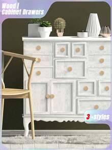 3pcs Rattan Drawer Knobs, 1.57inch/40mm Boho Dresser Knobs, Handmade Wood Cabinets Knobs Handles Hardware Woven Wicker Drawer Knobs With Screws For Kitchen Cabinets Dresser Pulls Furniture - Multicolor - View 6