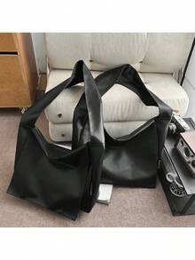 1个黑色大号（42cm*15cm*34cm）、1个黑色小号（37cm*14cm*31cm）、PU皮革、情侣款、单肩斜挎包、男士单肩包、斜挎包、女士单肩包、斜挎包、大容量、纯色、翻盖单肩包、邮差包、返校季、高中及大学生背包、背包，适用于校园、学生、通勤、度假、旅行等场合。 - 彩色 - 查看 7