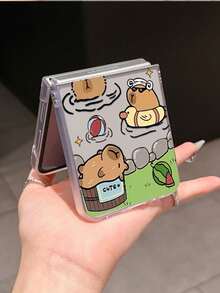 1 pieza de funda plegable para teléfono de material de PC con efecto esmerilado, con elementos decorativos de animales de capibara lindos y divertidos, que puede proteger y prevenir caídas. Compatible con Samsung Galaxy Z Flip 3/Z Flip 4/Z Flip 5/Z Flip 6/Z , Find N3 Flip, Razr 50 Ultra, Razr 60 Ultra, 60, Razr 50, MIX Flip, Galaxy Z Flip7 FE - transparente - Ver 4