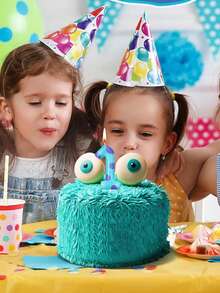 Blue Dot Monster Cartoon Numeral 0-9 Theme Birthday Party Cake Decorative Candles - View 3