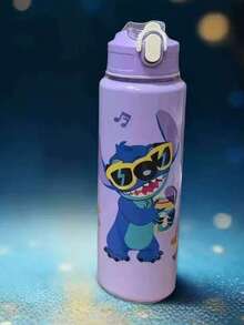 1pc 900ML Stitch Space Cup With Strap, Portable Plastic Cup, Large Capacity Outdoor Sports Water Bottle, Bright Water Cup, Gym Water Bottle, Drinkware > Sports Water Bottle, Suitable For Valentine's Day And Back To School Gifts, 3D Pop-Up Water Bottle, Special Summer Water Bottle For Elementary Students, Tritan Material Direct Drinking Cup, Sports Water Bottle - Multicolor - View 4