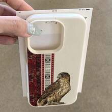 Middle East 1pc TPU Material Traditional Pattern Falcon Design Phone Case Suitable Compatible With Iphone 17 Pro Max/17/16 Pro Max/15/13/12/11, S20 FE/A15/S24/A55, Note 11/Note 12/Note 13 Pro, Full Coverage Anti-Drop Soft Protective Phone Cover - White - View 3