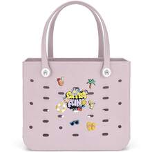 1pc X-Large EVA Rubber Tote Bag/Beach Bag, EVA Women's Fashionable Casual Shopping Bag, EVA Backpack Tote Bag, Washable, Durable, Lightweight Beach Tote Bag, Travel Tote Bag, Women's Picnic Shoulder Bag - Suitable For Beach, Pool, Vacation, Shopping, Camping, And Hiking. - 彩色 - 查看 16