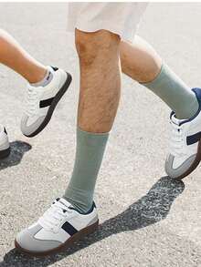 HOBIBEAR Men's Casual Sneakers, Fashionable Breathable Soft Sole Gym Shoes, Wide Toe Box, Unisex - White and Blue - View 2