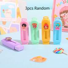 2/3/4/5pcs Cartoon K-POP Girl Group Retractable Erasers, Creative Stationery, Low Dust Easy Erase, Extendable Erasers, Back To School Student Supplies - Rectangle - View 11