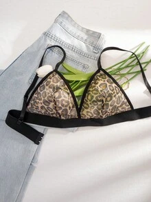 一套女士豹纹无钢圈三角杯舒适内衣套装 - 彩色 - 查看 5