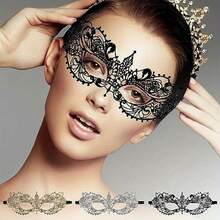 三件套性感迷人蕾丝眼罩，适用于角色扮演、化妆派对、成人和儿童派对半脸面具 - 彩色 - 查看 12