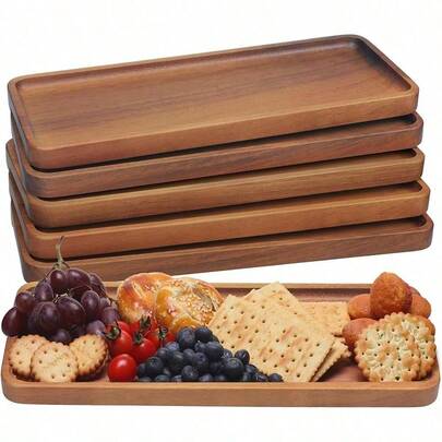 2pcs Rosewood Serving Tray, Bamboo & Wood Cheese Board, Charcuterie Platter, Appetizer Plate For Meat, Cheese, Fruit, Bread, Vegetables, Home Use (Rosewood)