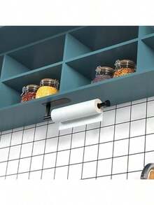 Self-Adhesive & Drillable Paper Towel Holder, Stainless Steel Towel Rack With Anti-Drop Design, Wall Mounted Roll Holder For Kitchen & Bathroom - Black - View 11