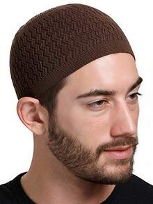 1顶男女通用针织帽，祈祷帽，穆斯林库菲帽，简约透气，穆斯林塔基亚帽，节日庆典，休闲穿着，阿拉伯祈祷帽，节日礼物 - 禮拜帽 - 查看 2