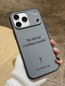 1个“但在神凡事都能”马太福音19:26经文双色手机壳，TPU边框+硬质PC背板双层保护，波浪形防滑+纹理按键，励志宗教十字架图案，兼容和Galaxy手机 - 灰色 - 查看 4