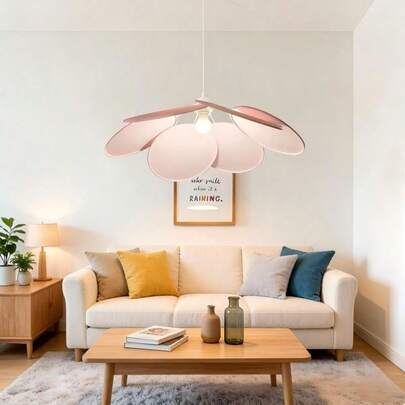 ZHUO LANG DA 1pc Nordic Cream-Colored Vintage Petal Ceiling Light, Modern Kitchen Island, Living Room, Bar, Dining Table, Study (Excluding Light Bulb)