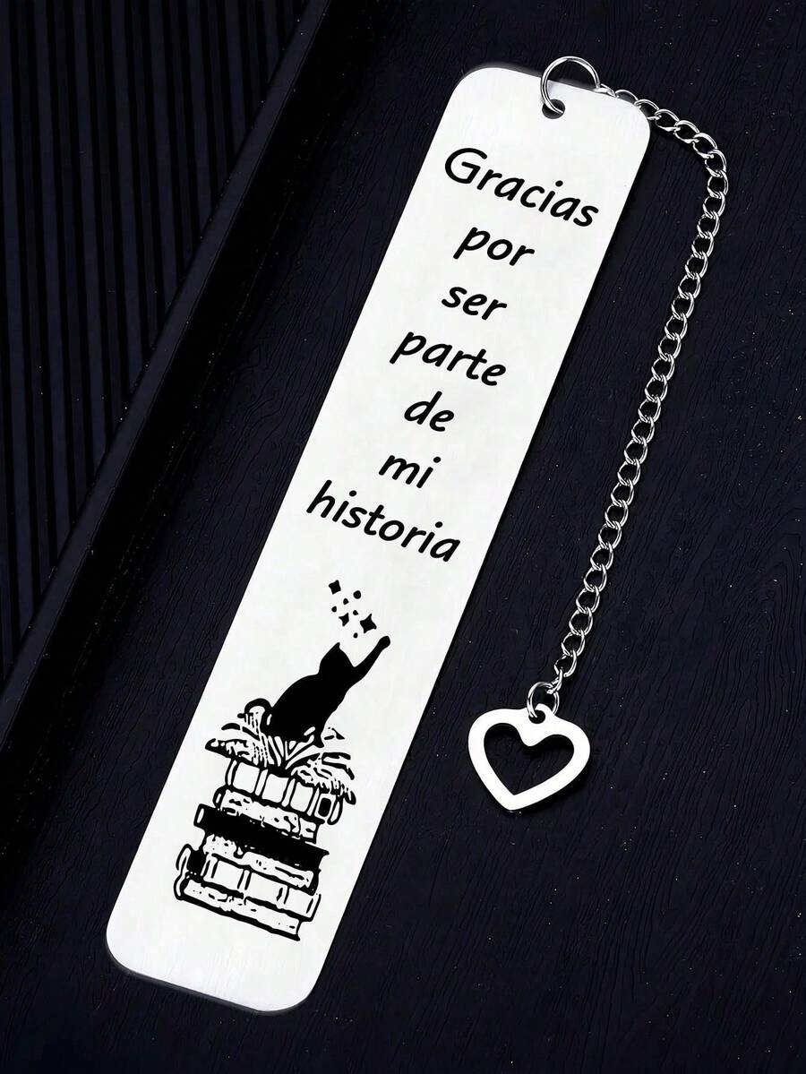Edelstahl Katzen Lesezeichen, eingraviert mit "Danke, dass du ein Teil meiner Geschichte bist" mit Herzkette, ideales Geschenk für Buchliebhaber, Geschenke für Mutter, Vater, Abschluss und Lehrer - Verschiedenfarbig - Übersicht 1