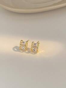 New Fashion Delicate Mini Letter H Stud Earrings, Unique Chic Versatile Daily Wear - Mini Earrings - View 6