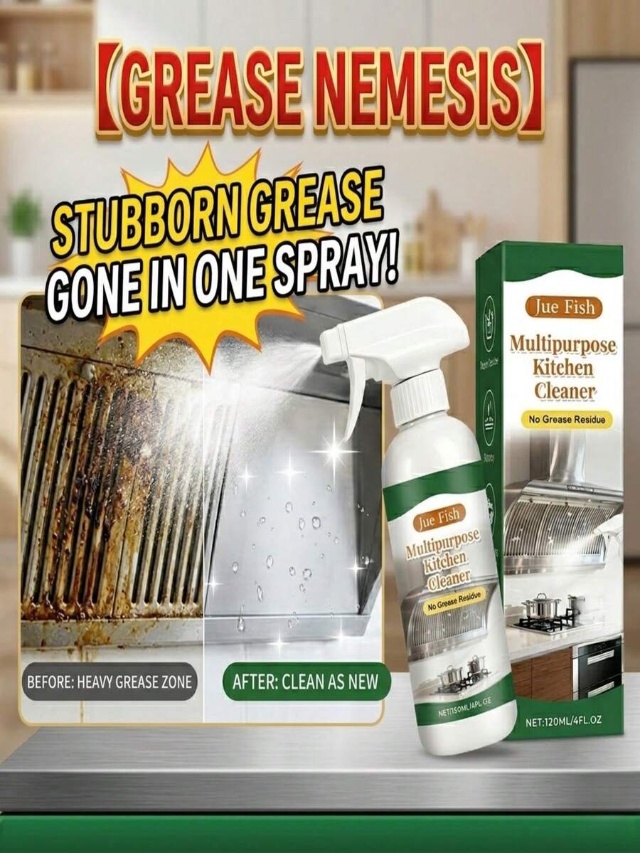 ¡Rescate definitivo de la cocina! Desengrasante multiusos en spray, agente de limpieza profesional para grasa y manchas resistentes, efectivo en gabinetes, azulejos y parrillas, artículo esencial para el hogar diario - Líquido - Ver 1