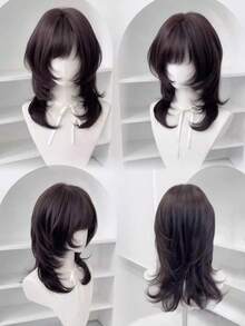 Japanese Style High-Level Jellyfish Head Straight Wig, Short Clavicle-Length Natural Air-Dried Wig, Full Head JK Japanese Style Wig - Dark Brown - View 6