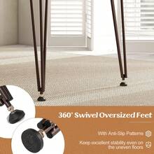 COSTWAY 5PCS Kitchen Dining Table Set, Rectangular Table And 4 Chairs With Metal Frames, 360° Adjustable Feet, Rectangular Furniture Set, Compact Design, For Living Room, Restaurant, Breakfast Area, Grey - Grey - View 5