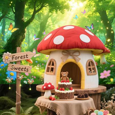 1pc Enchanted Forest Fairy Garden Photography Backdrop - Superior Wall Hanging & Photo Banner With Magical Woodland Scene, Flowers & Butterflies, Perfect For Birthday Parties, Spring Photo Booth Props, Whimsical Home Decor & Fantasy Themed Events