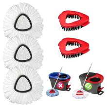 Repuestos para mopa O-Ceda EasyWrin, repuestos para mopa giratoria de microfibra, fácil limpieza (3 blancos + 2 rojos) - (3+2) PIEZAS - Ver 9