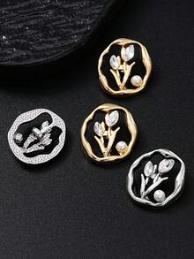 Bộ 6 nút kim loại hình bó hoa đính đá và ngọc trai, thích hợp trang trí váy cưới, vest, áo khoác, áo len, quần áo nữ, đồ thủ công DIY, hộp trang sức, giày dép, mũ. - nhiều màu - Xem 11