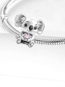 2 piezas de cuentas colgantes de koala y elefante, adecuadas para hacer pulseras DIY, joyería de mujer - Plateado - Ver 4