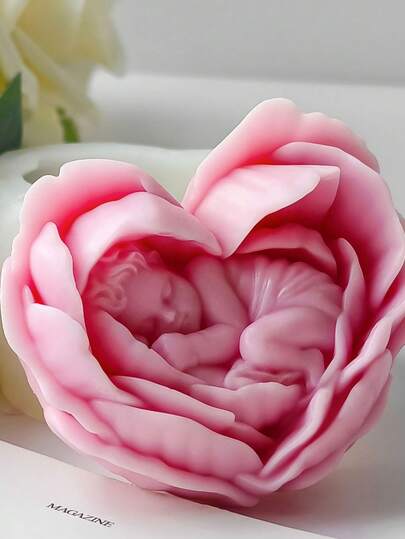1个心形硅胶蜡烛模具 DIY爱心花香薰石石膏扩香器家居装饰硅胶模具