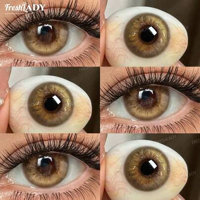 FRESH LADY 1 par de lentes de contacto desechables anuales de color gris y marrón de 14.20mm, con un 40% de agua, cómodos para uso diario y vacaciones