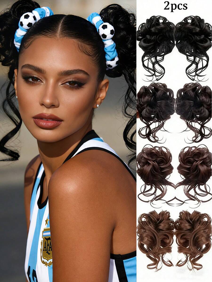 Curly Bun Wig Clip-In Hair Extensions - Multicolor - View 1